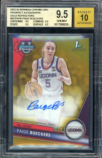 2023 Bowman U Chrome 1st Gold /50 UCONN Paige Bueckers BGS 9.5/10 Auto GEM MINT
