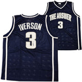GEORGETOWN HOYAS ALLEN IVERSON AUTOGRAPHED SIGNED BLUE JERSEY JSA STOCK #215711