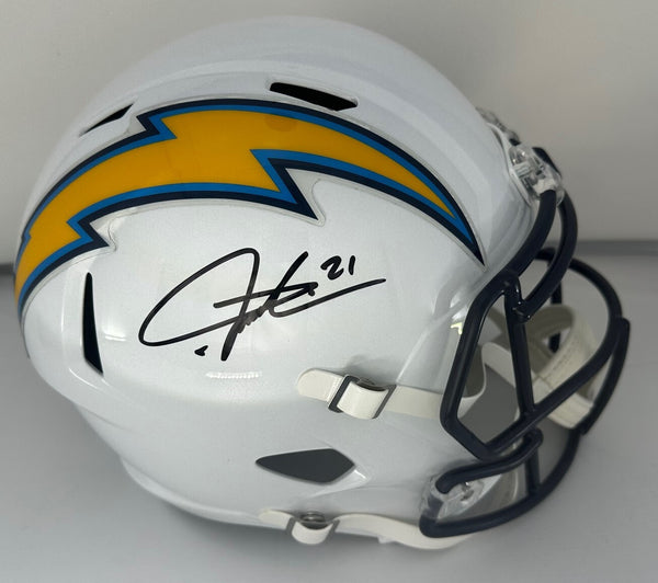 Chargers LADANIAN TOMLINSON Signed Full Size Replica Speed WHITE Helmet AUTO BAS