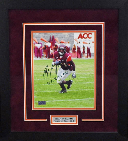 RYAN WILLIAMS AUTOGRAPHED VIRGINIA TECH HOKIES 8x10 FRAMED PHOTO COA