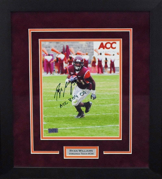 RYAN WILLIAMS AUTOGRAPHED VIRGINIA TECH HOKIES 8x10 FRAMED PHOTO COA