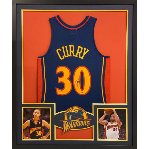 Stephen Curry Autographed Signed Framed GS Warriors Steph Jersey STEINER