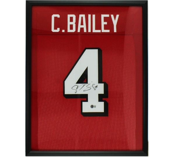 Champ Bailey Signed Framed Georgia Red Jersey