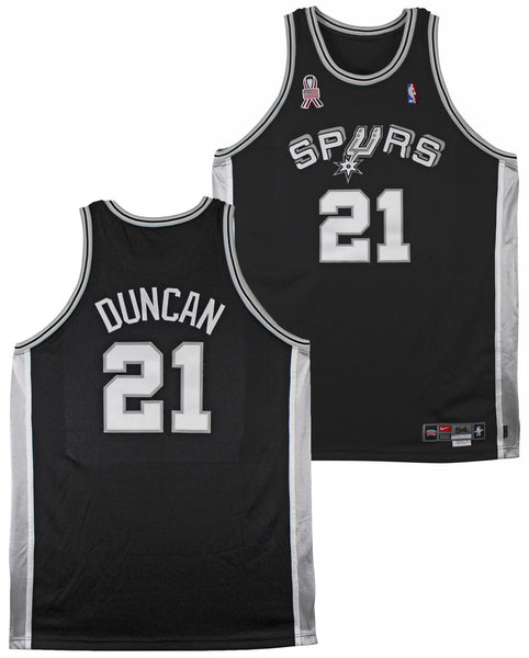 Spurs Tim Duncan 2001-02 Game Worn Nike +4" Extra Length Black Road Jersey