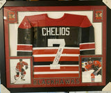Chris Chelios Signed Chicago Blackhawks 35x43 Framed Throwback Jersey / JSA COA