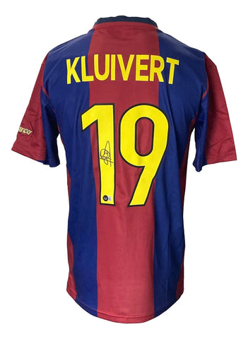 Patrick Kluivert Signed Barcelona FC Nike Soccer LG Jersey BAS
