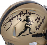 Johnny Rodgers Cornhuskers Signed 2023 Gold Riddell Heisman Mini Helmet w/Insc