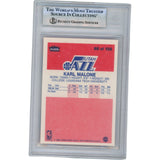 Karl Malone Autographed 1986 Fleer #68 Slabbed Trading Card Beckett 50615