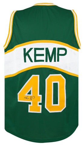 Shawn Kemp Signed Green T/B Custom Basketball Jersey - (SCHWARTZ COA) (SONICS)