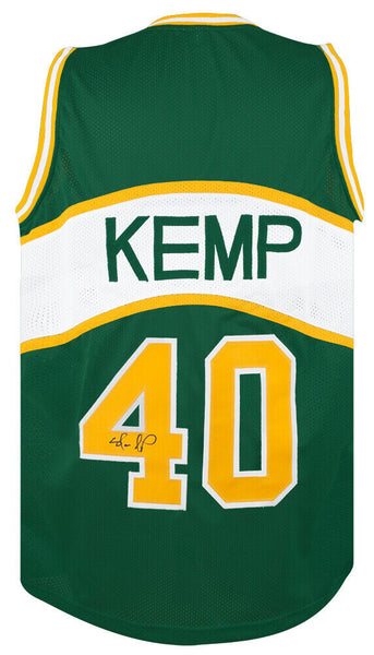 Shawn Kemp Signed Green T/B Custom Basketball Jersey - (SCHWARTZ COA) (SONICS)