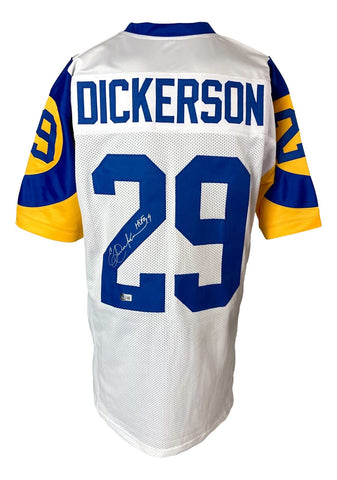 Eric Dickerson Signed Custom White Pro-Style Football Jersey HOF 99 BAS