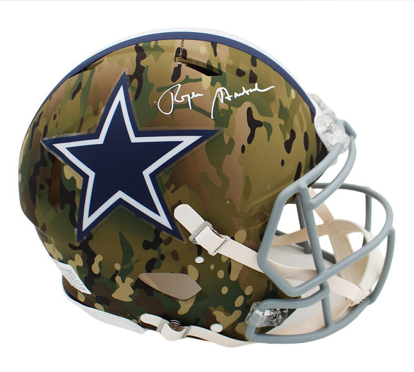 Roger Staubach Signed Dallas Cowboys Speed Full Size Camo NFL Helmet