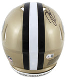 Saints Derek Carr & Michael Thomas Signed Full Size Speed Proline Helmet BAS Wit
