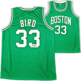 BOSTON CELTICS LARRY BIRD AUTOGRAPHED SIGNED GREEN JERSEY PSA/DNA STOCK #215679