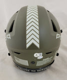 BARRY SANDERS SIGNED DETROIT LIONS F/S STS SPEEDFLEX HELMET BECKETT QR COA