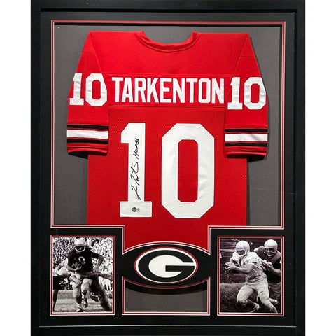 Fran Tarkenton Autographed Signed Framed Red Georgia Jersey BECKETT