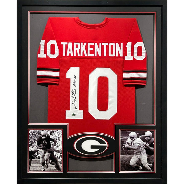 Fran Tarkenton Autographed Signed Framed Red Georgia Jersey BECKETT