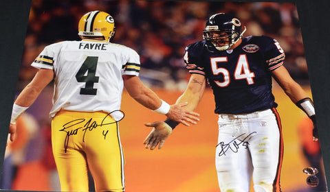BRETT FAVRE & BRIAN URLACHER SIGNED GREEN BAY PACKERS CHICAGO BEARS 16x20 PHOTO