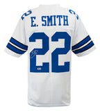 Emmitt Smith (COWBOYS) Signed White Custom Football Jersey (Beckett HOLO / COA)