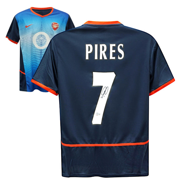 Robert Pires Signed Arsenal FC Away Soccer Jersey #7 with Beckett COA
