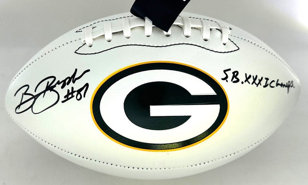 Packers ROBERT BROOKS Signed White Panel Green Bay LOGO Football AUTO w/ SB XXXI
