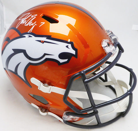 John Elway Autographed Broncos Flash Orange Full Size Helmet Beckett W150515