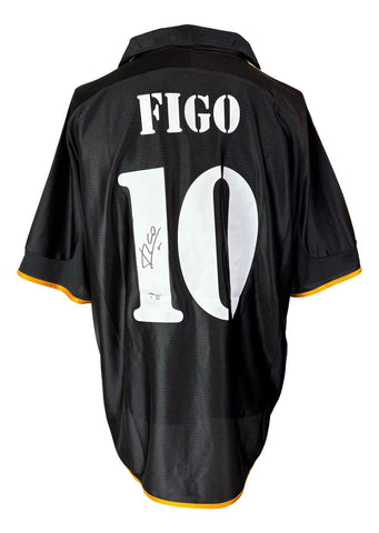 Luis Figo Signed Real Madrid Black Adidas Soccer Jersey BAS 58440