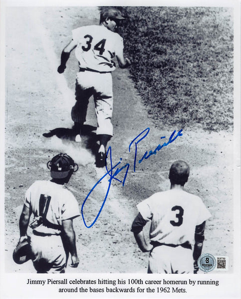 Mets Jimmy Piersall Authentic Signed 8x10 Black & White Vertical Photo BAS