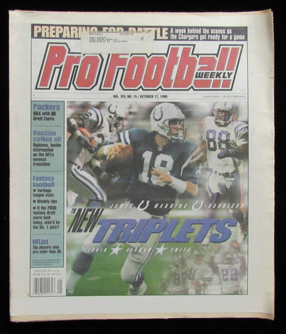 October 17, 1999 Pro Football Weekly Newspaper Peyton Manning on Cover 198243