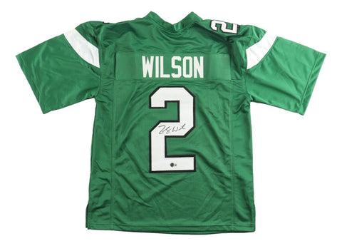 Zach Wilson New York Signed Green Football Jersey BAS