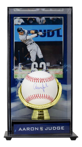 Aaron Judge New York Yankees Signed Baseball w/ Photo Case Fanatics MLB