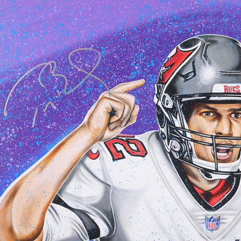Tom Brady Buccaneers Signed 30" x 40" Giclee Canvas-Art by Bill Lopa-1 of a LE 1