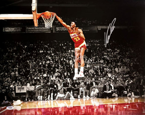 Dominique Wilkins Signed 16x20 Atlanta Hawks Spotlight Dunk PSA/DNA