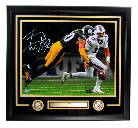 T.J. Watt Autographed 16x20 Photo Pittsburgh Steelers Framed Beckett 197400