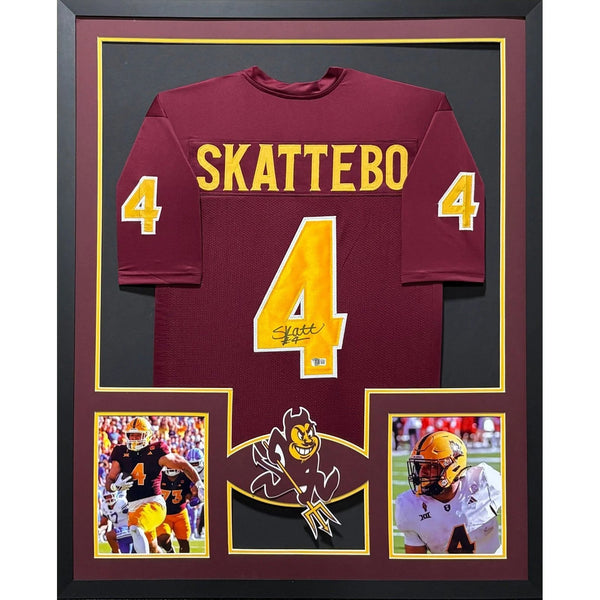 Cam Skattebo Autographed Signed Framed ASU Arizona State Jersey BECKETT
