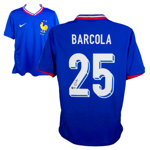 Bradley Barcola Signed France FC Home Soccer Jersey #25 with Beckett Witness