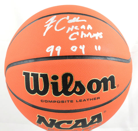 Jim Calhoun Autographed NCAA Wilson Basketball 3x NCAA Champs - Beckett W Holo