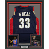 Framed Signed Shaquille Shaq O'Neal 35x39 Cleveland Blue Jersey Beckett COA