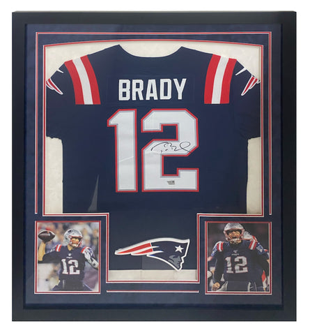 Tom Brady Autographed Patriots Nike Elite Framed Color Rush Jersey Fanatics