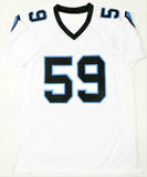 Luke Kuechly Autographed White Pro Style Jersey- Beckett W *Silver *5