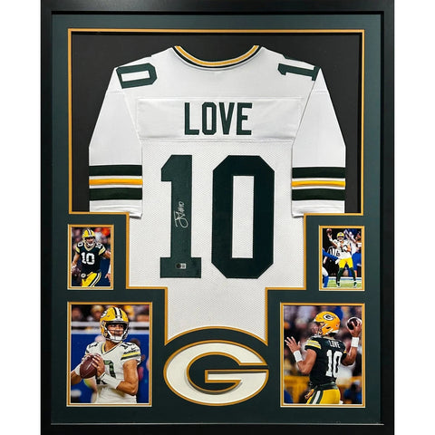Jordan Love Autographed Signed Framed White Packers Jersey BECKETT