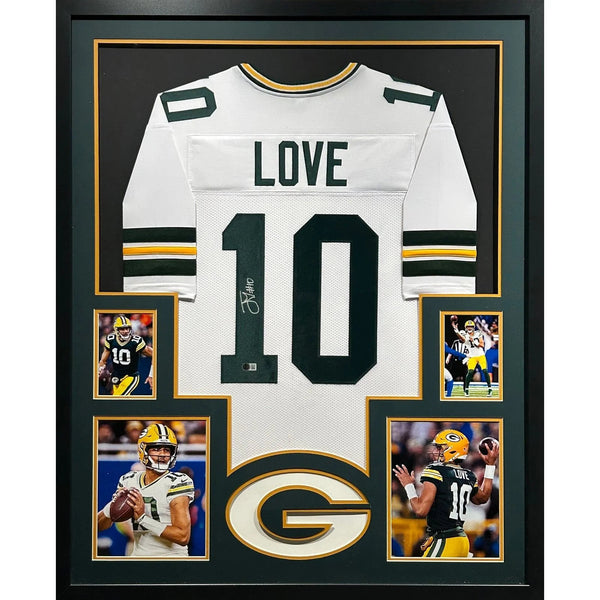 Jordan Love Autographed Signed Framed White Packers Jersey BECKETT
