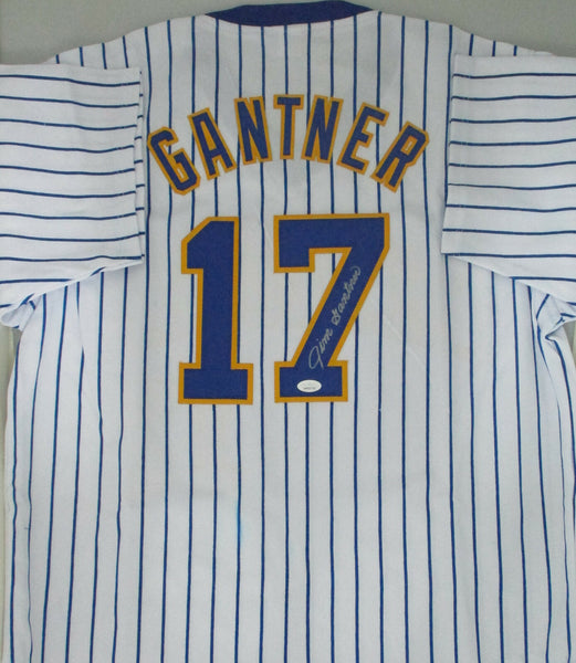 Brewers JIM GANTNER Signed Custom Replica Pin Stripe Retro Jersey AUTO - JSA