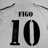 Autographed/Signed Luis Figo Real Madrid White Jersey Beckett BAS COA