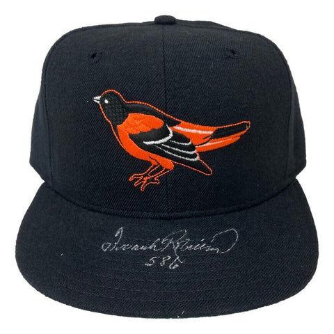 Frank Robinson Signed Baltimore Orioles New Era Baseball Hat 586 Inscribed PSA