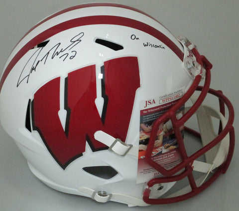 Badgers JOE THOMAS Signed Full Size Replica Speed Helmet AUTO w/ ON WI - JSA!