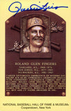 Athletics Rollie Fingers Authentic Signed 3.5x5.5 HOF Plaque Postcard JSA S85230