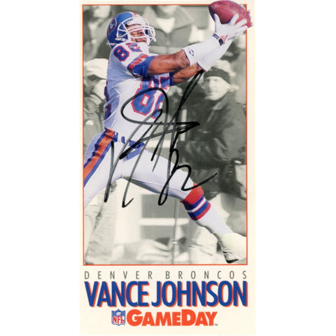 Vance Johnson Autographed/Signed 1992 Gameday #476 Trading Card Beckett 59213