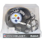 TJ Watt Autographed/Signed Pittsburgh Steelers Mini Helmet Beckett Witness 54034