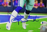 Dak Prescott Signed Cowboys 8x10 PF Passing on Toes Photo - Beckett W Auth *Blue